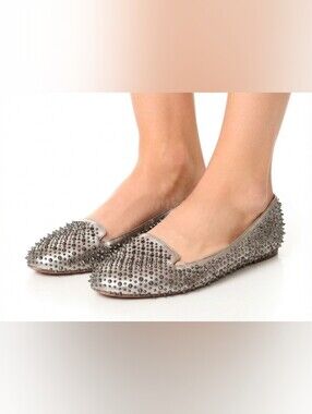 Jeffrey Campbell Silver Studded Slip-On Flats Size 6.5
